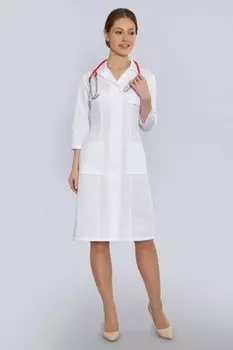 Халат Doctor Big медицинский женский белый р 44 170-176 ТС 3/4 рук пуг