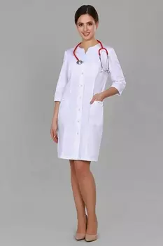 Халат Doctor Big медицинский женский белый Satory 3/4 рук кн
