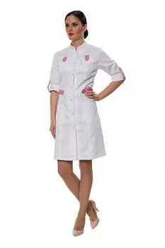 Халат Lantana медицинский белый/розовый