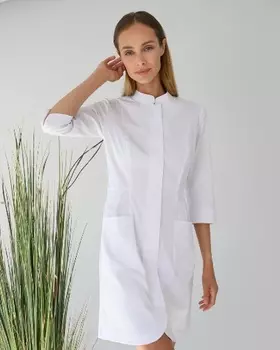 Халат Лечи Красиво медицинский женский со скругленными бортами низа белый