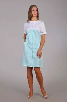 Халат медицинский ИридаМед м-030 белый/голубой р 48