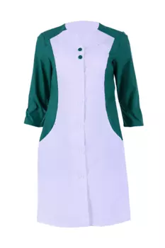 Халат медицинский Лариса белый/зеленый