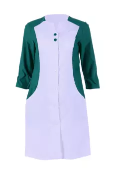 Халат медицинский Лариса белый/зеленый