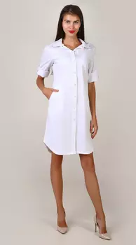 Халат Медтекс медицинский белый с поясом р 44