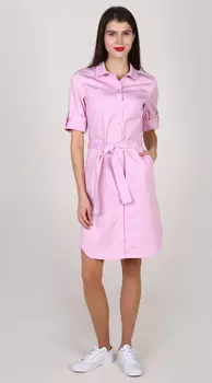 Халат Медтекс медицинский розовый с поясом р 44