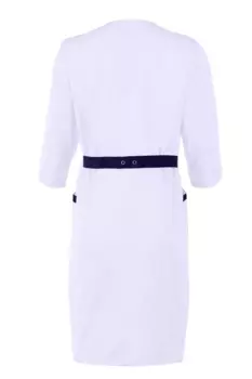 Халат MiTa медицинский с асимметричной застежкой на кнопках белый/синий р 46