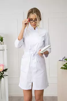 Халат MiTa медицинский укороченный халат на молнии рост 170-176 р 44