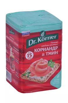 Хлебцы Dr Korner ржаные с кориандром и тмином хрустящ, 100 г