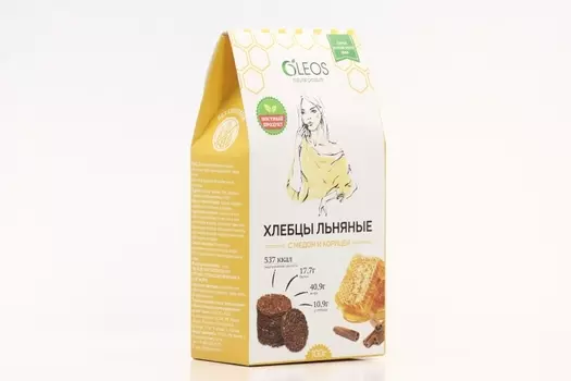Хлебцы Олеос льняные мед/корица, 100 г