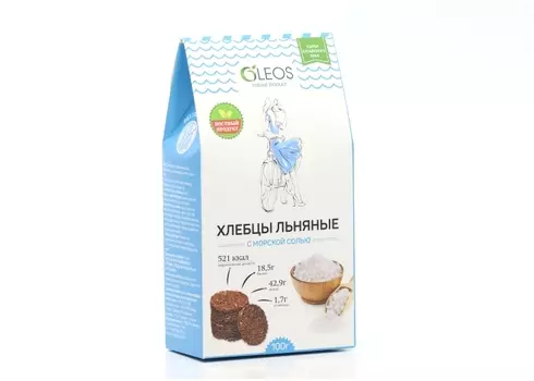 Хлебцы Олеос льняные с морской солью, 100 г
