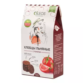 Хлебцы Олеос льняные с томатом, 100 г