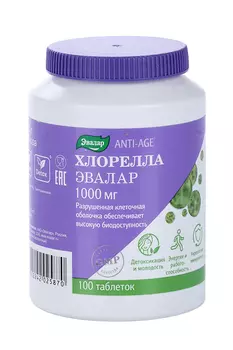 Хлорелла 1000 мг, 1,1 г, 100 шт, таблетки