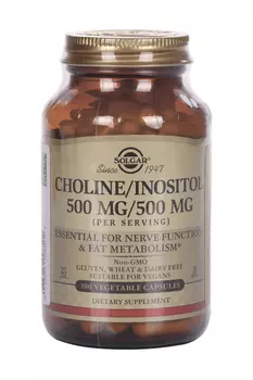 Холин 500 мг/Инозитол 500 мг Солгар, 1 040 мг, 100 шт, капсулы
