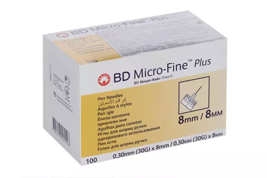 Игла БД Микро-Файн Плюс 30G д/шприц-ручки (0,30х8 мм), 100 шт