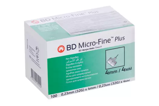 Игла БД Микро-Файн Плюс 32G д/шприц-ручки (0,23х4 мм), 100 шт