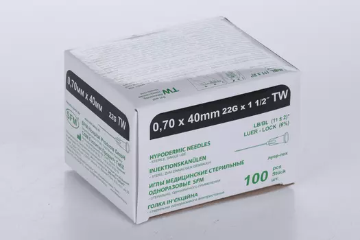 Игла инъекц СФМ 22G (0,70х40 мм), 100 шт