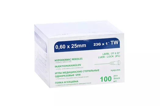 Игла инъекц СФМ 23G (0,60х25 мм), 100 шт
