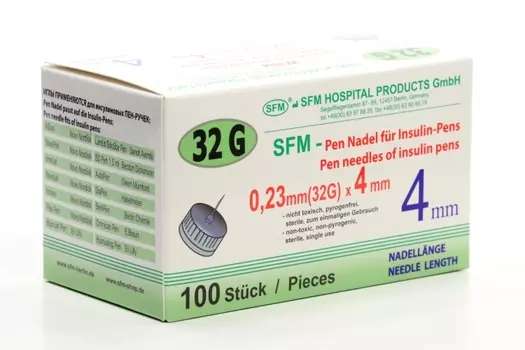Игла СФМ д/шприц-ручек 32G (0,23х4 мм), 100 шт