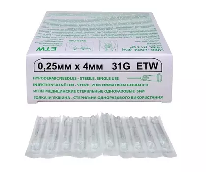 Игла SFM ETW медицинская о/р стерильная 31G (0,25х4 мм), 50 шт