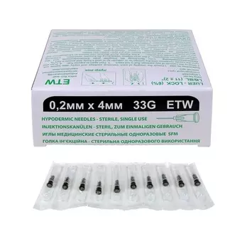 Игла SFM ETW медицинская о/р стерильная 33G (0,2х4 мм), 50 шт