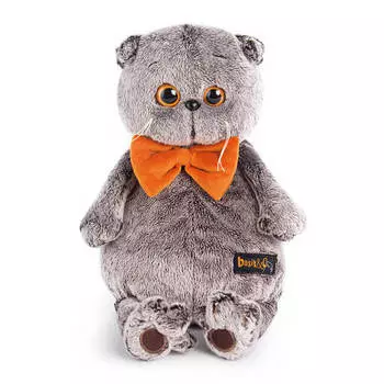 Игрушка Budi Basa Кот Басик в рыжем бархатном банте мягкая 22 см
