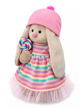 Игрушка Budi Basa Зайка Ми в полосатом платье с леденцом мягкая 25 см