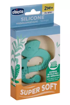 Игрушка Chicco Хамелеон с зубным кольцом голубая (с 2 мес)