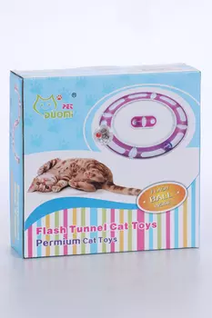 Игрушка Чистый котик д/кошек тоннель-трансформер с мячиком 58.5х6 см темно-синий