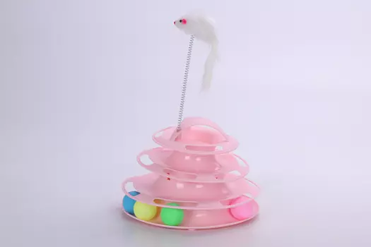 Игрушка Чистый котик д/кошек трек-башня с мячиком 25 см розовый