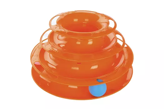 Игрушка Чистый котик д/кошек трек-башня с мячиком 25х7.5 см оранжевый