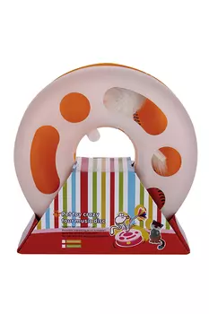 Игрушка Чистый котик д/кошек трек-круг с мышью на пружине 25х7.5 см белый/желтый