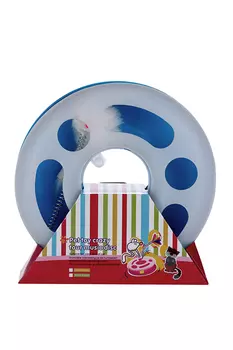 Игрушка Чистый котик д/кошек трек-круг с мышью на пружине 25х7,5 см белый/синий