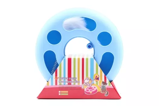 Игрушка Чистый котик д/кошек трек-круг с мышью на пружине 25х7.5 см синий