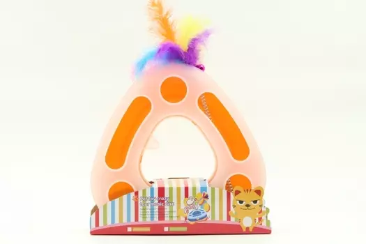 Игрушка Чистый котик д/кошек трек-треугольник с пером на пружине 25х7.5 см оранжевый