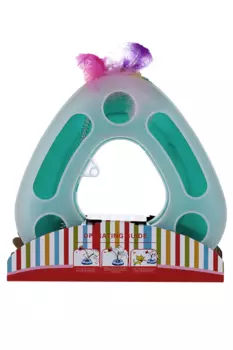 Игрушка Чистый котик д/кошек трек-треугольник с пером на пружине 27х7,5 см бирюзовый