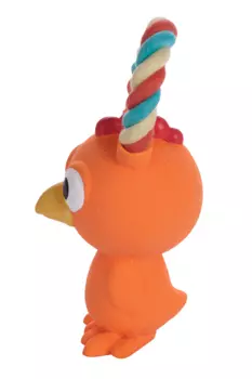 Игрушка Чистый котик д/собак Петушок с ручкой из каната LT2303013 оранж 17 см