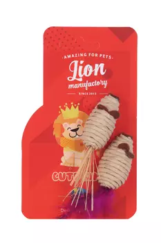 Игрушка д/кошек Lion Мышка с перьями LMG-K0040-E с экстрактом кошач мяты 5см 2 шт