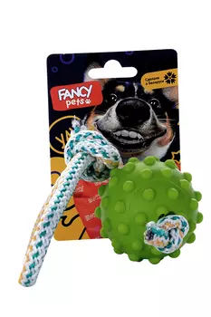 Игрушка д/животных FANCY PETS мячик на веревке d=8,5 см зеленый