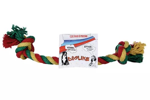 Игрушка Доглайк д/собак грейфер канатный 2 узла большой цветной длина 24 см толщина 1,6 см