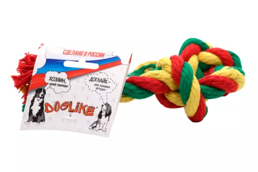 Игрушка Доглайк д/собак грейфер канатный 3 узла средний цветной длина 33 см толщина 1,2 см
