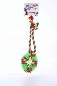 Игрушка Доглайк для собак кольцо Космос с канатом зеленый