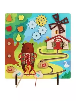 Игрушка Mapacha Бизиборд мишки на мельнице с доской д/рисования