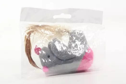 Игрушка-неваляшка Чистый котик д/кошек курочка 10 см серый/розовый