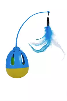 Игрушка-неваляшка Чистый котик д/кошек с пером 8 см синий