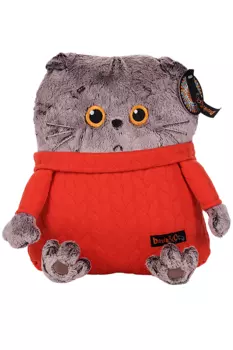 Игрушка-подушка Budi Basa Кот Басик в свитере с косами 32 см