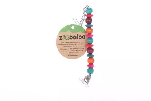 Игрушка Зообалу д/птиц колокол Африка красный/зеленый