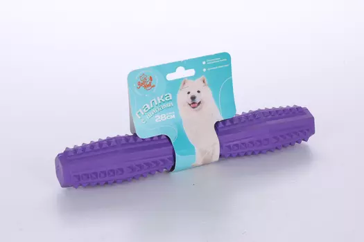 Игрушка ЗООНИК д/средних и крупных пород собак палка литая с шипами фиолетовая 28 см