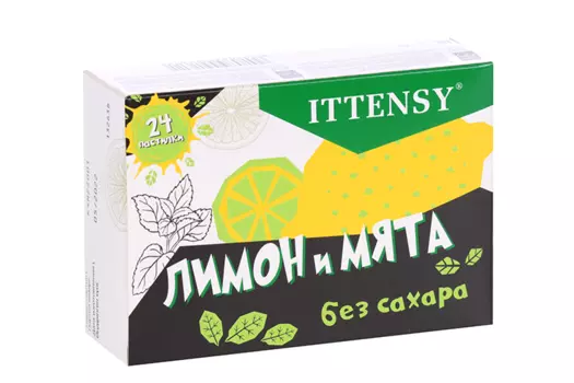 Иттенси со вкусом лимона и мяты б/сахара, 2,5 г, 24 шт, пастилки для рассасывания