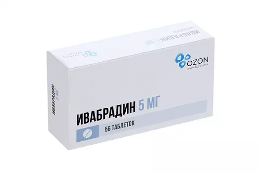 Ивабрадин 5 мг, 56 шт, таблетки покрытые пленочной оболочкой
