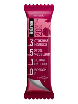 Изделие кондитерское батончик 50 г черешня в розовой глазури Ёбатон